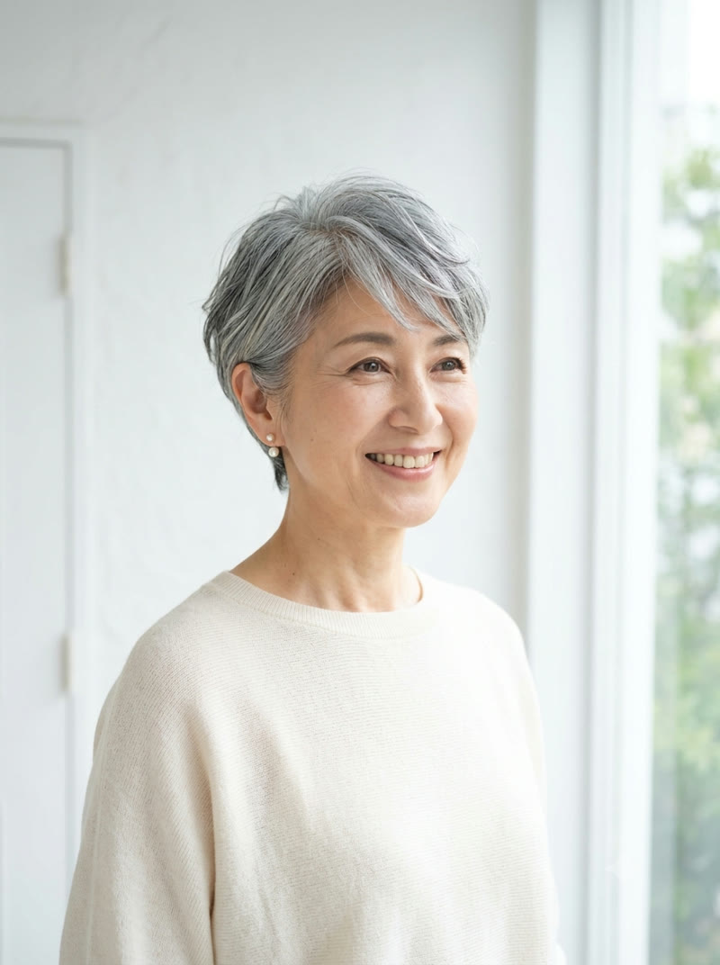 グレイヘアショート