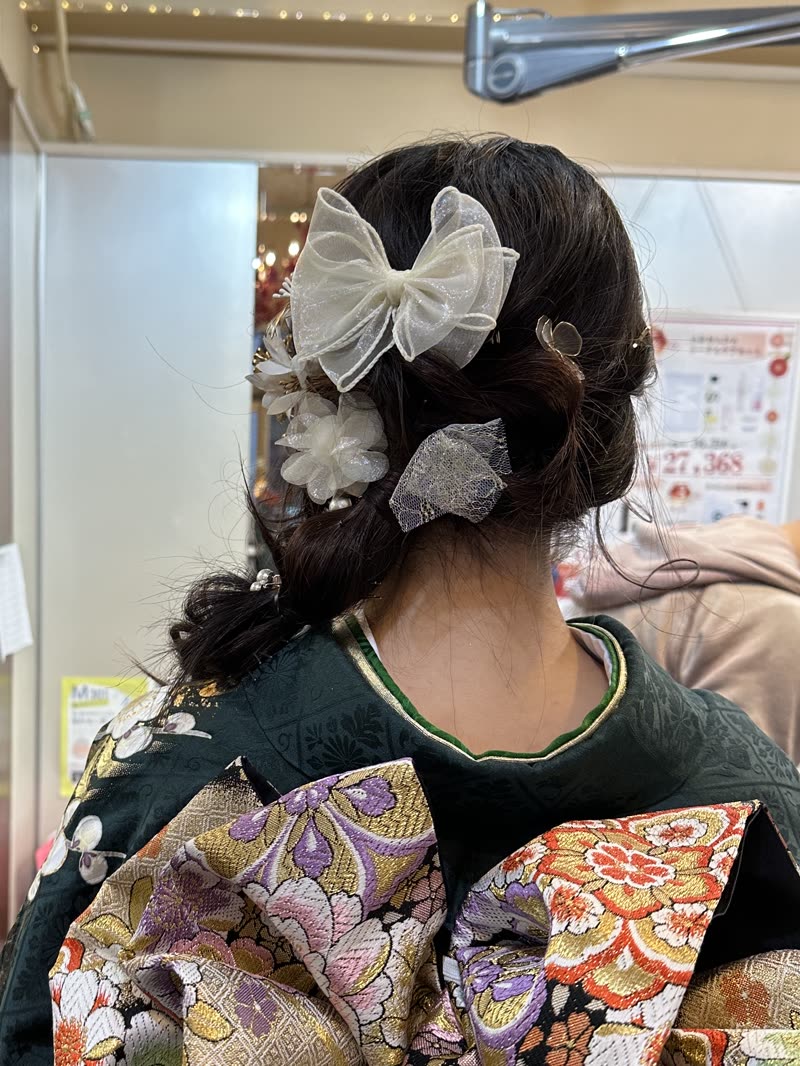リボン×編みおろし